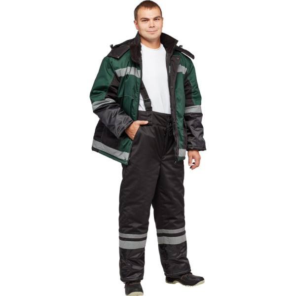 Костюм рабочий зимний з39-КБР черн/зел (р.44-46) 182-188