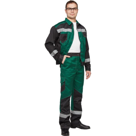 Костюм рабочий летний муж  л21-КБР зел/черн (р.44-46) 182-188 (мод.КОС211)