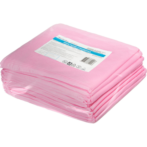 Простыня 200x90, спанбонд, пл.30, розовый, ЛЮКС, 10шт/уп, штучно, 01-509