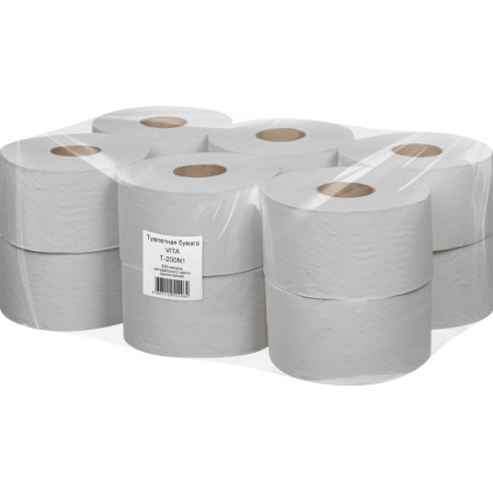 Бумага туалетная д/дисп 1сл сер макул втул 200м 12рул/уп 200N1