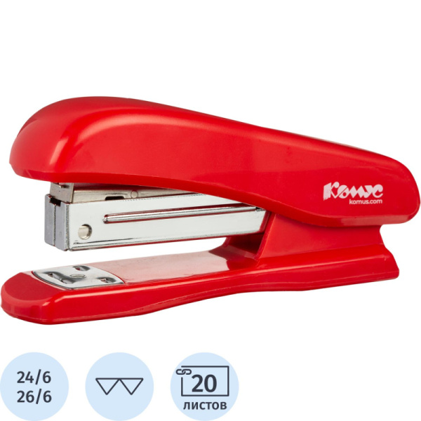 Степлер Комус  Secundo(№24/6) 8224 красный до 20л