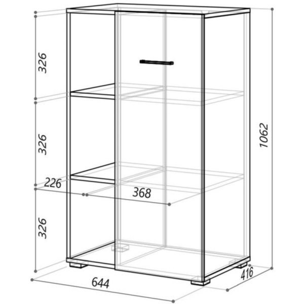 Шкаф IN Homeoffice полузакр. 644x416x1062 Белый