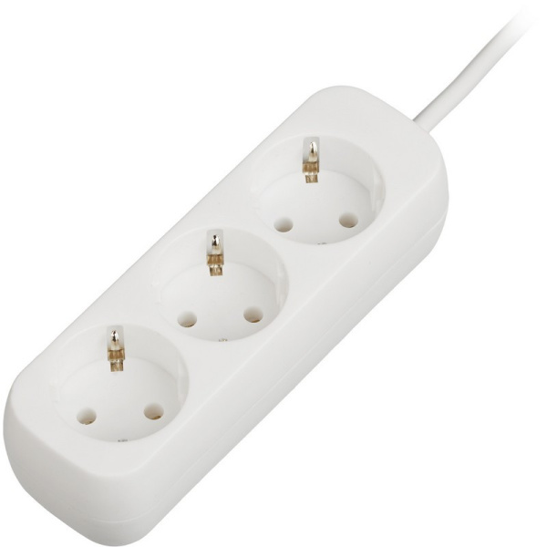 Удлинитель Promega jet 3 розетки с заземлением 1,5м, 10А, 2200 Вт, белый