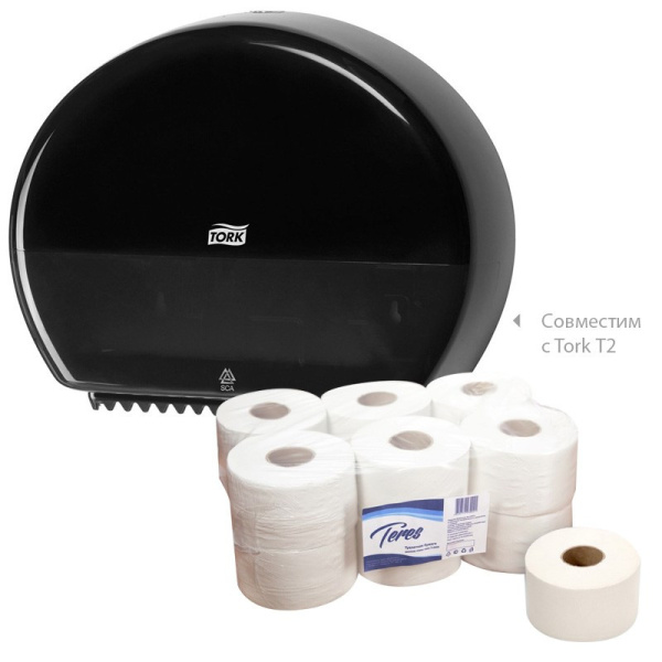 Бумага туалетная д/дисп Терес Эконом мини 1сл бел 200м 12рул/уп T-0024