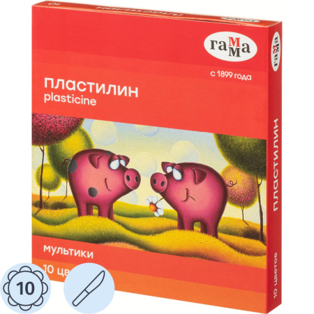 Пластилин Гамма Мультики 10цв 200гр со стеком