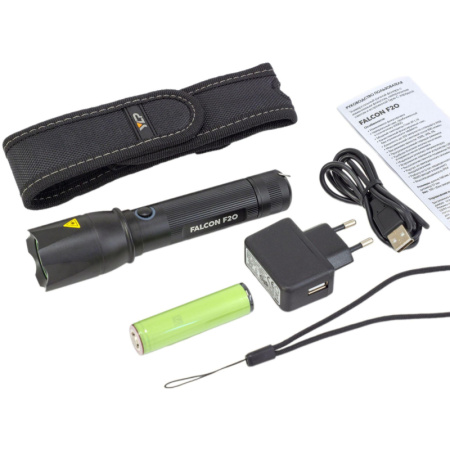 Фонарь ЯРКИЙ ЛУЧ F20 Falcon CREE XP-L HI 800лм, 3 режима, аккум