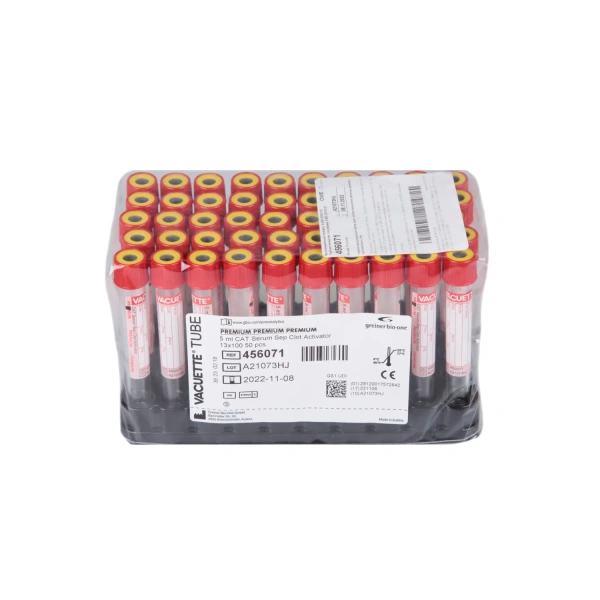 Вакуумные пробирки с акт-ром сверт и гелем 5 мл к VACUETTE 456071 50шт/уп