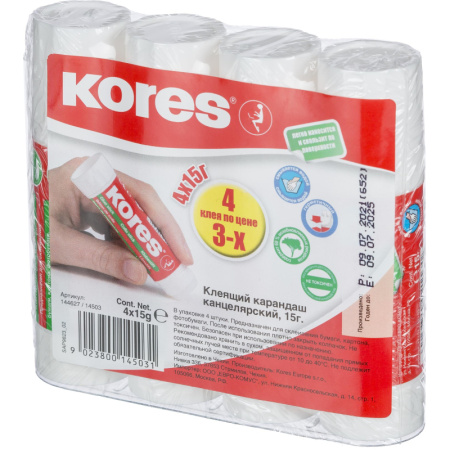 Клей-карандаш 15г KORES (4 по цене 3) 14503