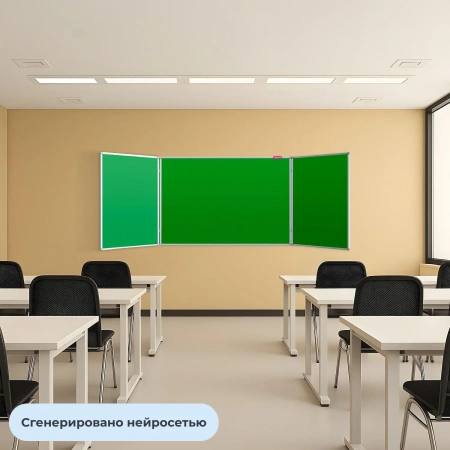 Доска магнитно-меловая/маркерная 100х300 2-створ