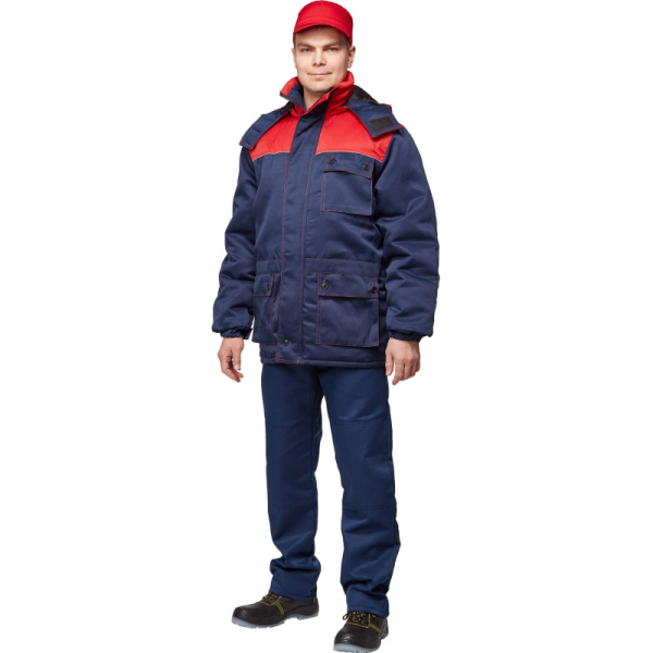 Куртка рабочая зимняя муж з08-КУ,цв. син/крас (р.64-66) 170-176
