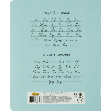Тетрадь школьная А5 12 л косая линия, Голубой 10 шт./уп