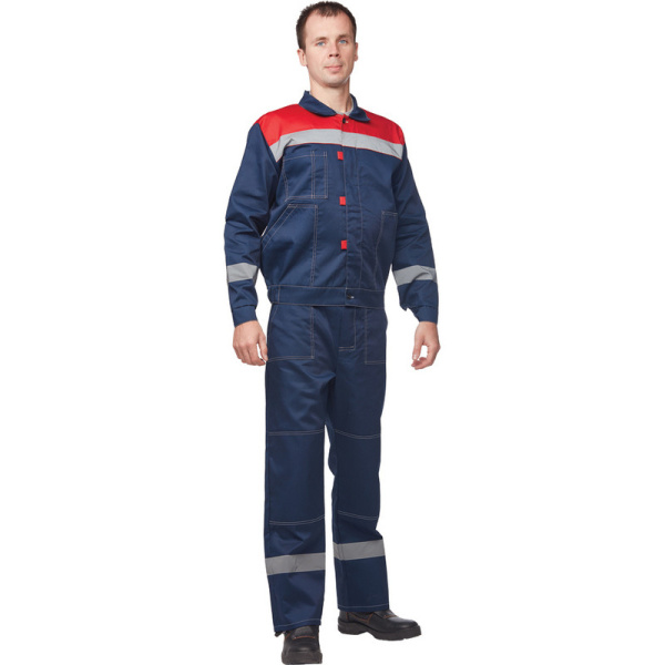 Костюм рабочий летний муж. л20-КБР син/красн (р.52-54) 182-188 (Арсенал-СП)