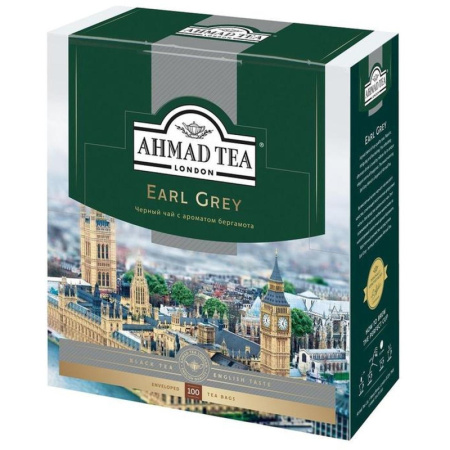 Чай Ahmad Earl grey черный бергамот 100пак/уп 5951-08