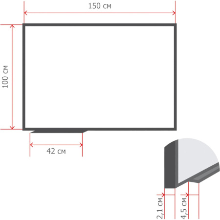 Доска магнитно-маркерная 100х150 лак Комус Premium алюмин. рама Россия