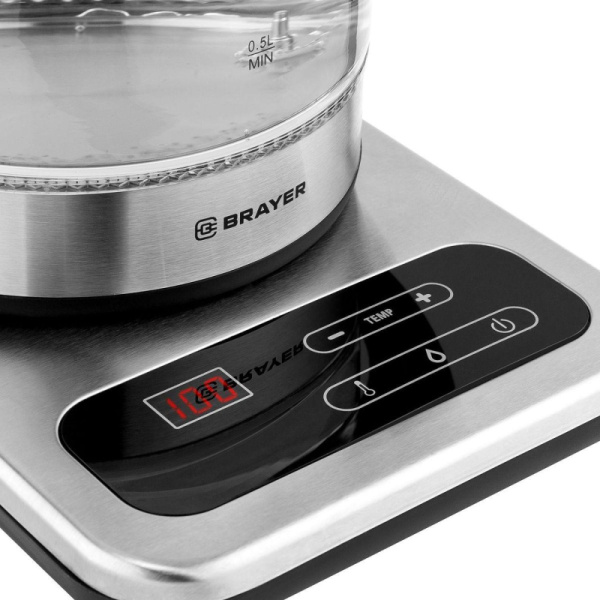Чайник электрический BRAYER BR1003, 2200Вт.1,7 л, стекл