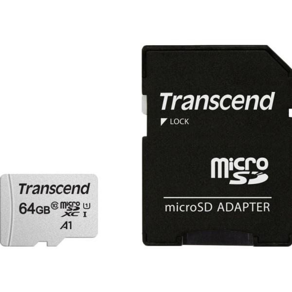 Карта памяти Transcend 300S microSDXC 64Gb UHS-I Cl10 +ад, TS64GUSD300S-A