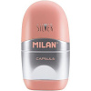 Ластик-точилка Milan CAPSULE SILVER+2 зап.ластика, цв в асс, блистBYM10356