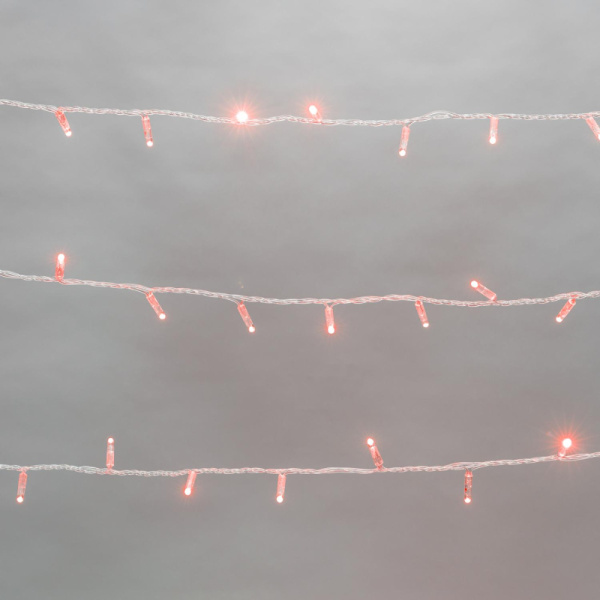 Гирлянда светодиодная Нить 10м,мерц кажд 5, прозрач ПВХ,24В,Красный 305-252