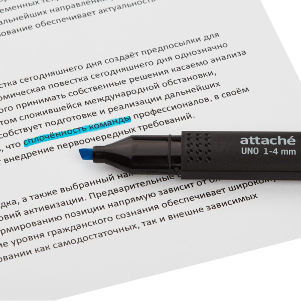 Маркер текстовыделитель Attache Economy Uno 1-4мм синий