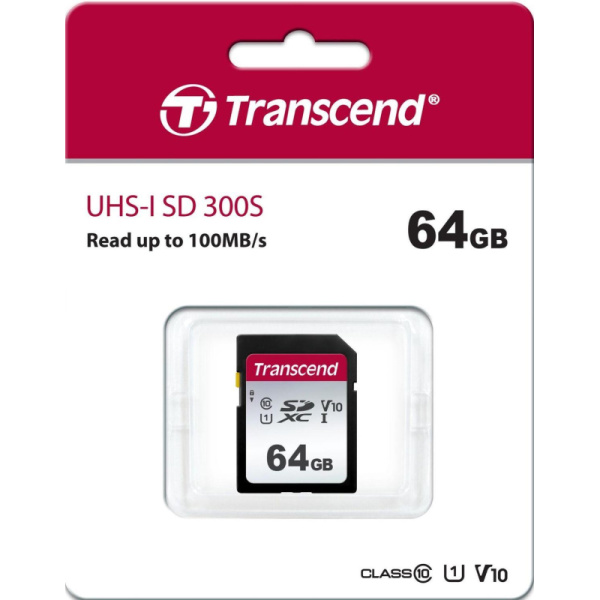 Карта памяти Transcend 300S SDXC 64Gb UHS-I Cl10, TS64GSDC300S