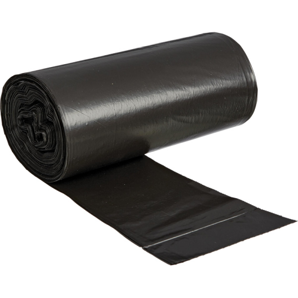 Мешки для мусора ПВД 60л 35мкм 20шт/рул черные 60x70см Комус с ручками