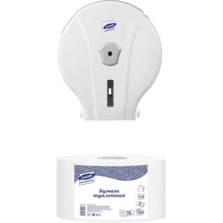 Бумага туалетная д/дисп Luscan Professional 2слбелцелвтул170м 12рул/уп