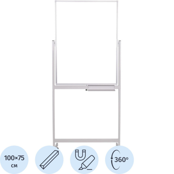 Доска магнитно-маркерная(бел)/меловая(зелен) Attache Twist 70х100вращ,ролик