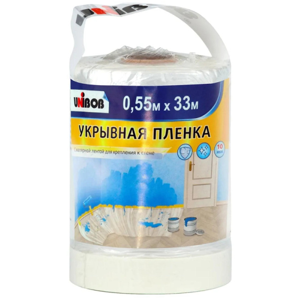 Пленка укрывная с малярной лентой UNIBOB 0,55х33 м