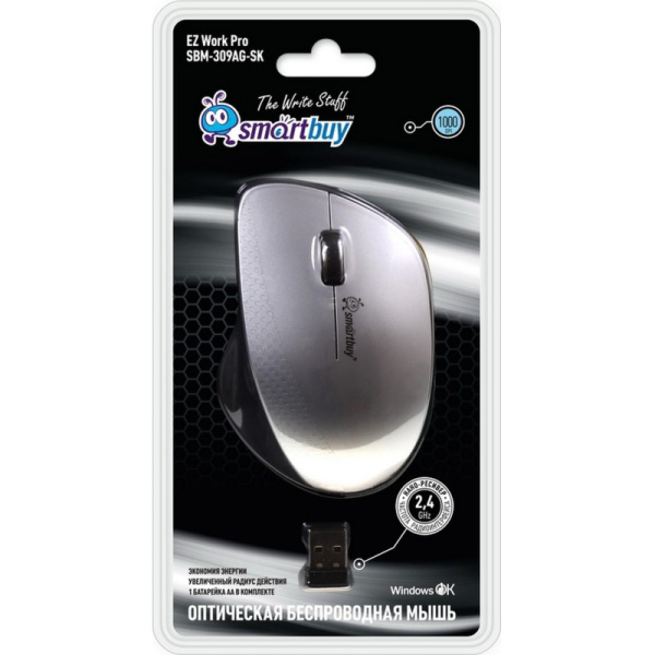 Мышь компьютерная Smartbuy 309AG серебро/металлик (SBM-309AG-SK)