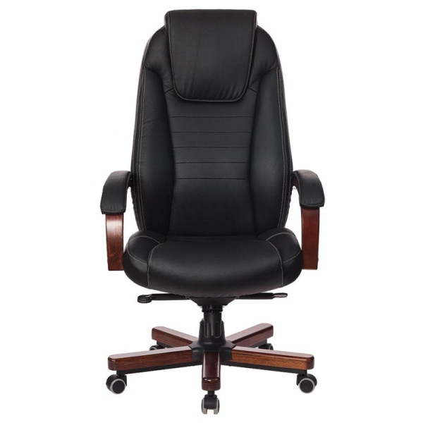 Кресло VB_Бюрократ T-9923WALNUT/BLACK кожа черный, дерево