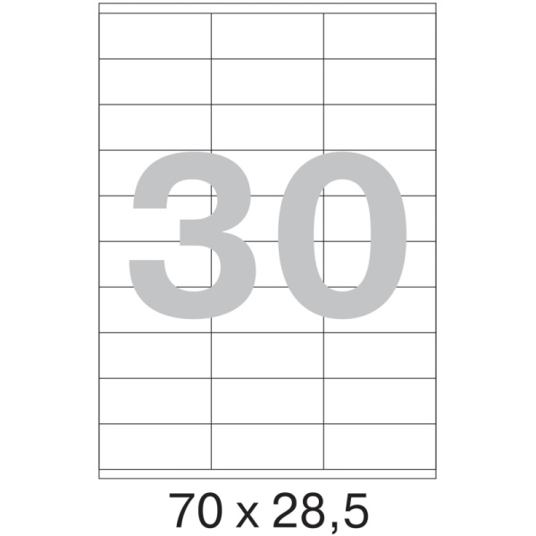 Этикетки самоклеящиеся  70х28,5 мм / 30 шт. на листе А4 (100л