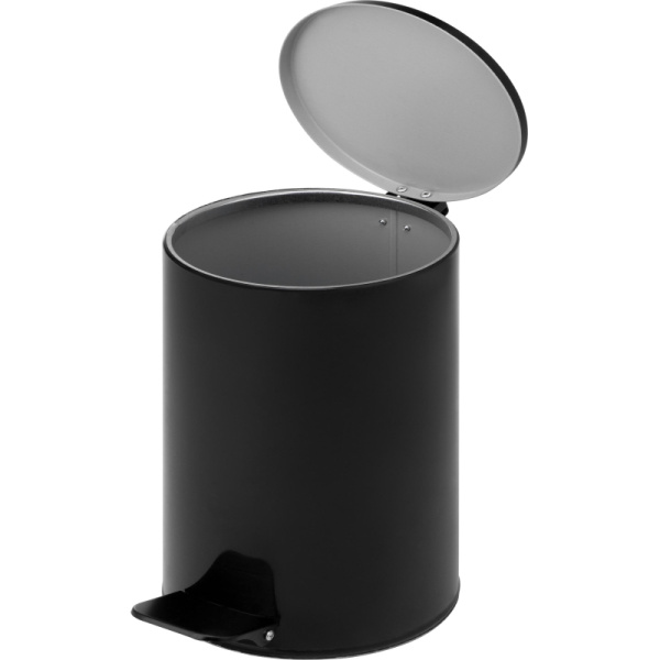 Урна педальная стальная круглая 7 л черная, 200 ммx230 мм