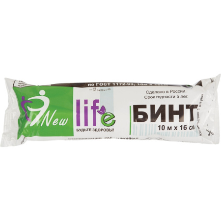 Перевяз. ср-ва Бинт стер. 10мx16см, Life (инд зеленая уп, пл.36г) ШК06233