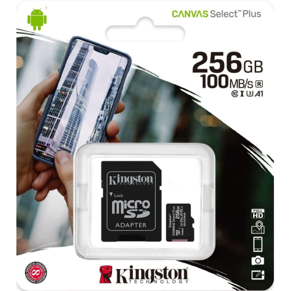 Карта памяти Kingston Canvas Select Plus microSDXC UHS-I +ад, SDCS2/256GB