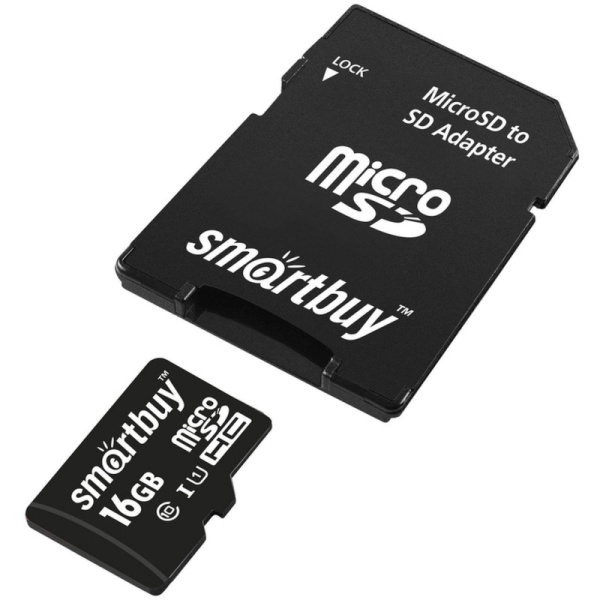 Карта памяти SmartBuy microSDHC 16Gb UHS-I Cl10 +ад, SB16GBSDCL10-01