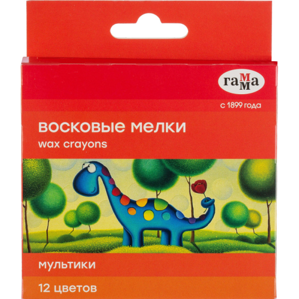 Мелки восковые Гамма Мультики круглые, 8x90 мм, 12 цветов,2131018_01_29