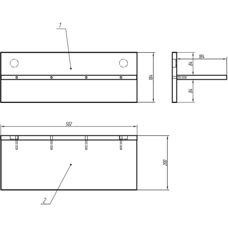 Полка IN навесная Homeoffice 502x200x184 Белый
