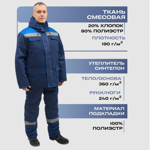 Костюм рабочий зимний муж з12-КПК с СОП син/вас 52-54/182-188