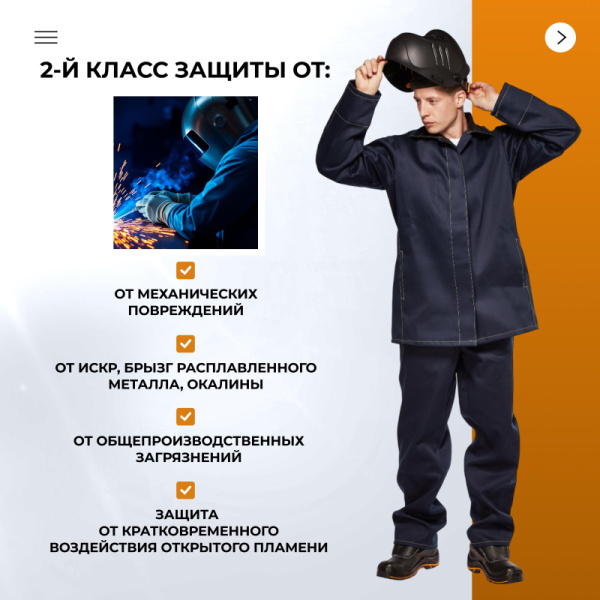 Костюм сварщика из 100% х/б 450 г/м2 (модель ТС01) (р.48-50) 170-176