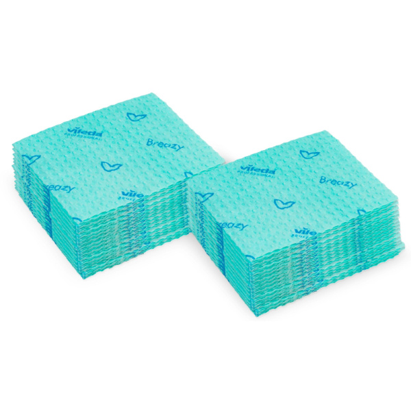 Салфетки хозяйственные Vileda Бризи 36х35см зеленые 25шт/уп 161619