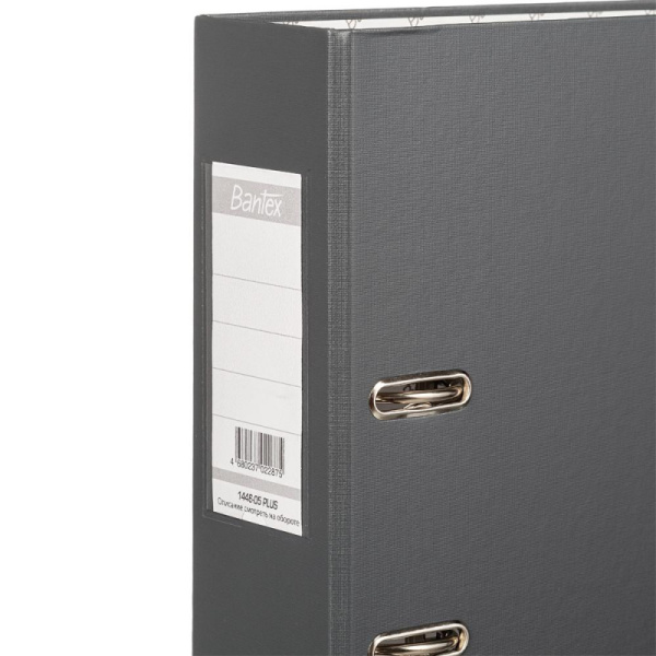 Папка-регистратор ECONOMY PLUS, 80мм, серый,ПБП1, карм.кор.,мет.уг