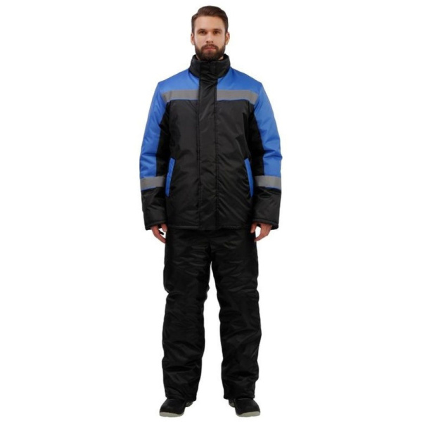 Куртка рабочая зимняя утепленная муж з38-КУ голубая/черн (р.48-50) 170-176