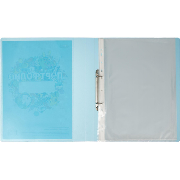 Папка Портфолио ученика на 2 ух кольцах, с 20 файлами , голуб