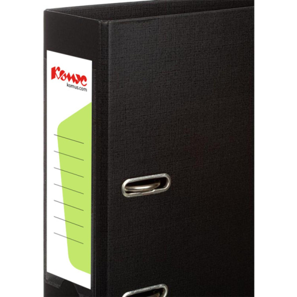 Папка-регистратор Комус Стандарт 75мм  черная, ПБП2, карм.кор., мет.уг