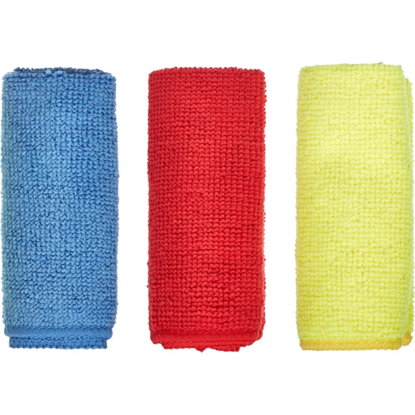 Салфетки хозяйственные Luscan микрофибра 180г 25х25см 3шт/уп син/крас/желт