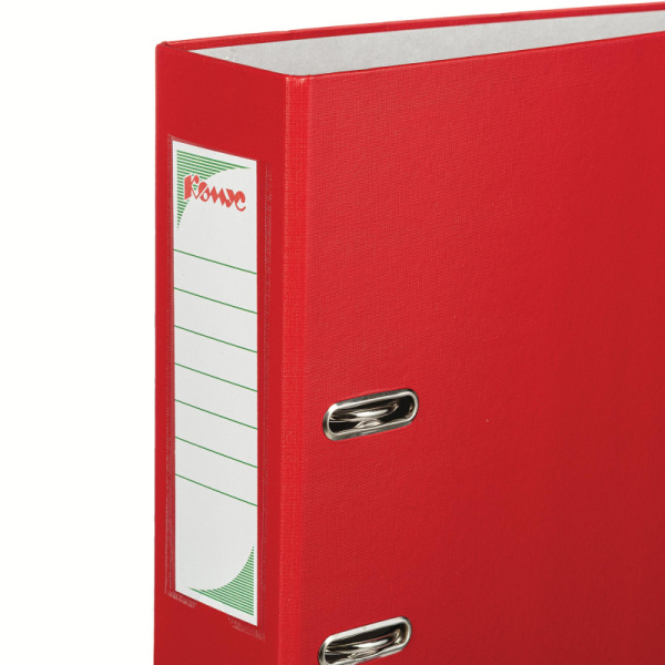 Папка-регистратор с арочн.мех.Комус Экономи 80мм,красн,ПБП1,карм.кор,мет.уг