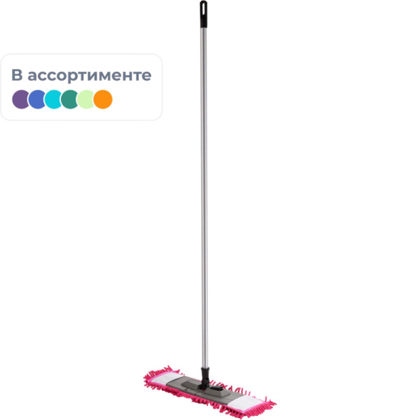 Швабра флаундер для пола пласт 47х16 в сборе с насад Chenille микрофSV5104
