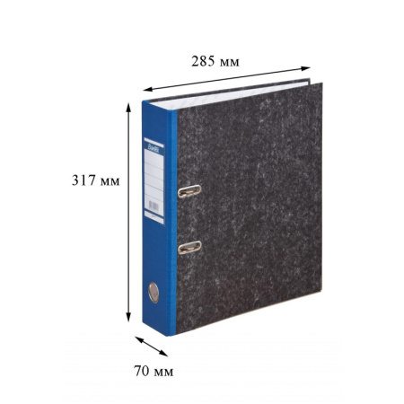 Папка-регистратор мрамор 70мм,син,бум/бум,карм.кор,мет.уг