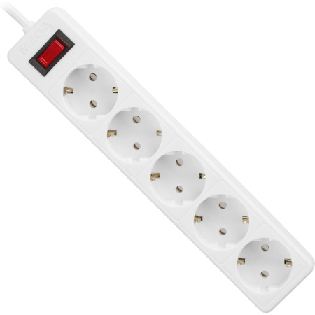 Сетевой фильтр Promega jet 5/3м с зазем,10А,2200 Вт,автомат предохр,белый