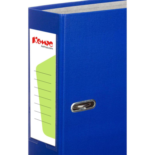 Папка-регистратор Комус Экономи 75мм синяя, ПБП1, карм.кор., мет.уг